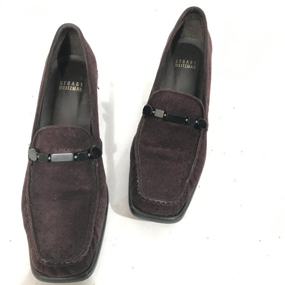 Stuart Weitzman Shoes - STUART WEITZMAN Brown Suede Black Beaded MINT
